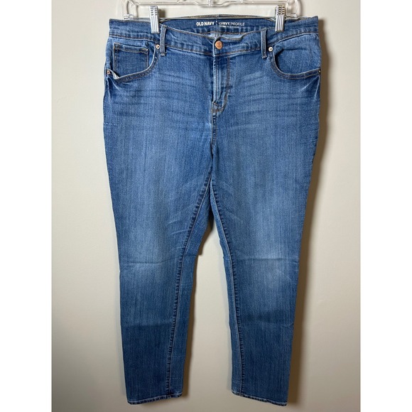 Old Navy Denim - Old Navy Curvy Profile Mid Rise Jeans Blue Denim Womens 12 Long